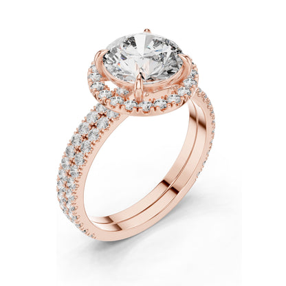 2.83 CT Round Brilliant Lab Diamond Halo Ring for Women | VVS-VS EF CVD Stones | 18KT, 14KT, 10KT Gold & 925 Silver | Rose, Yellow, White Gold | Moissanite Options