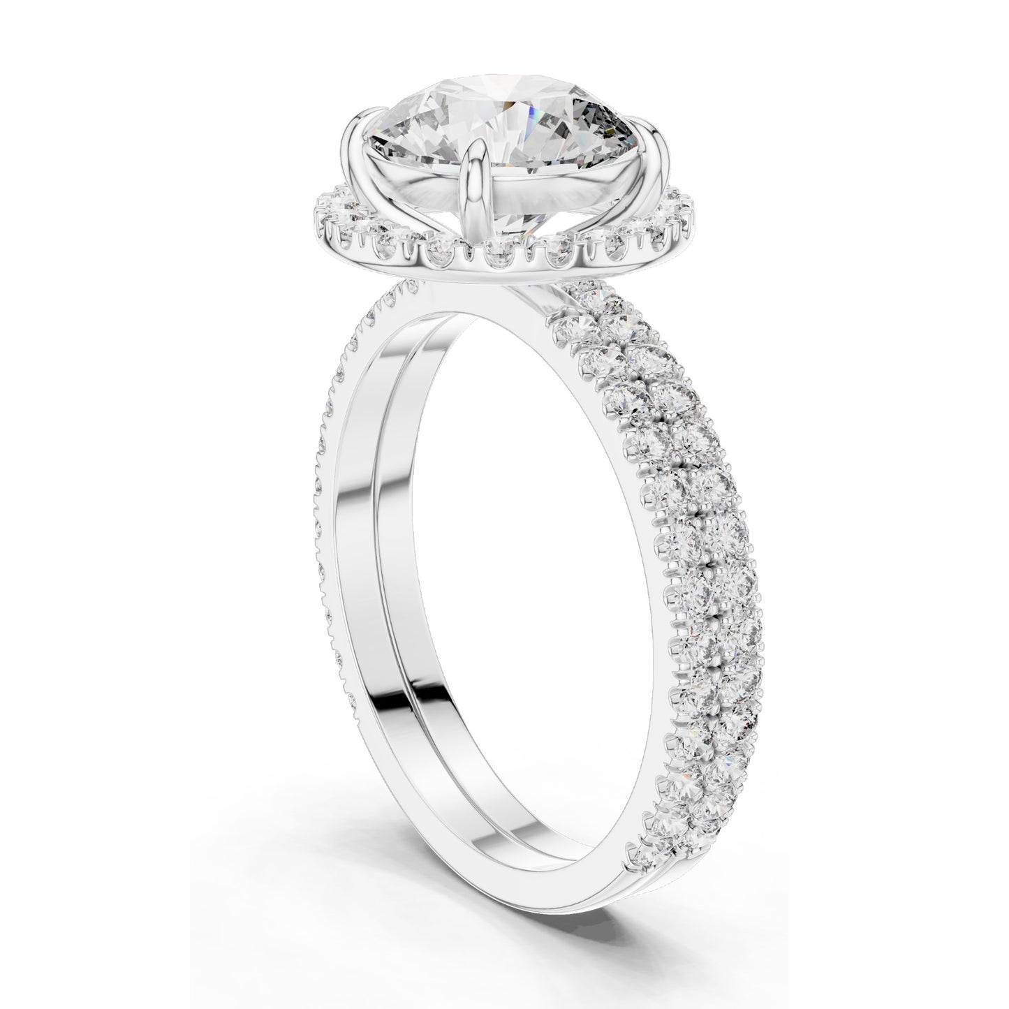 2.83 CT Round Brilliant Lab Diamond Halo Ring for Women | VVS-VS EF CVD Stones | 18KT, 14KT, 10KT Gold & 925 Silver | Rose, Yellow, White Gold | Moissanite Options
