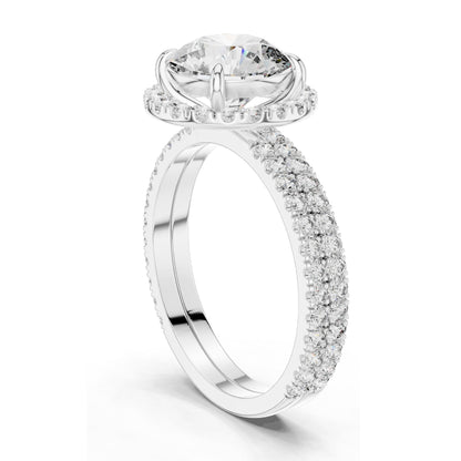 2.83 CT Round Brilliant Lab Diamond Halo Ring for Women | VVS-VS EF CVD Stones | 18KT, 14KT, 10KT Gold & 925 Silver | Rose, Yellow, White Gold | Moissanite Options