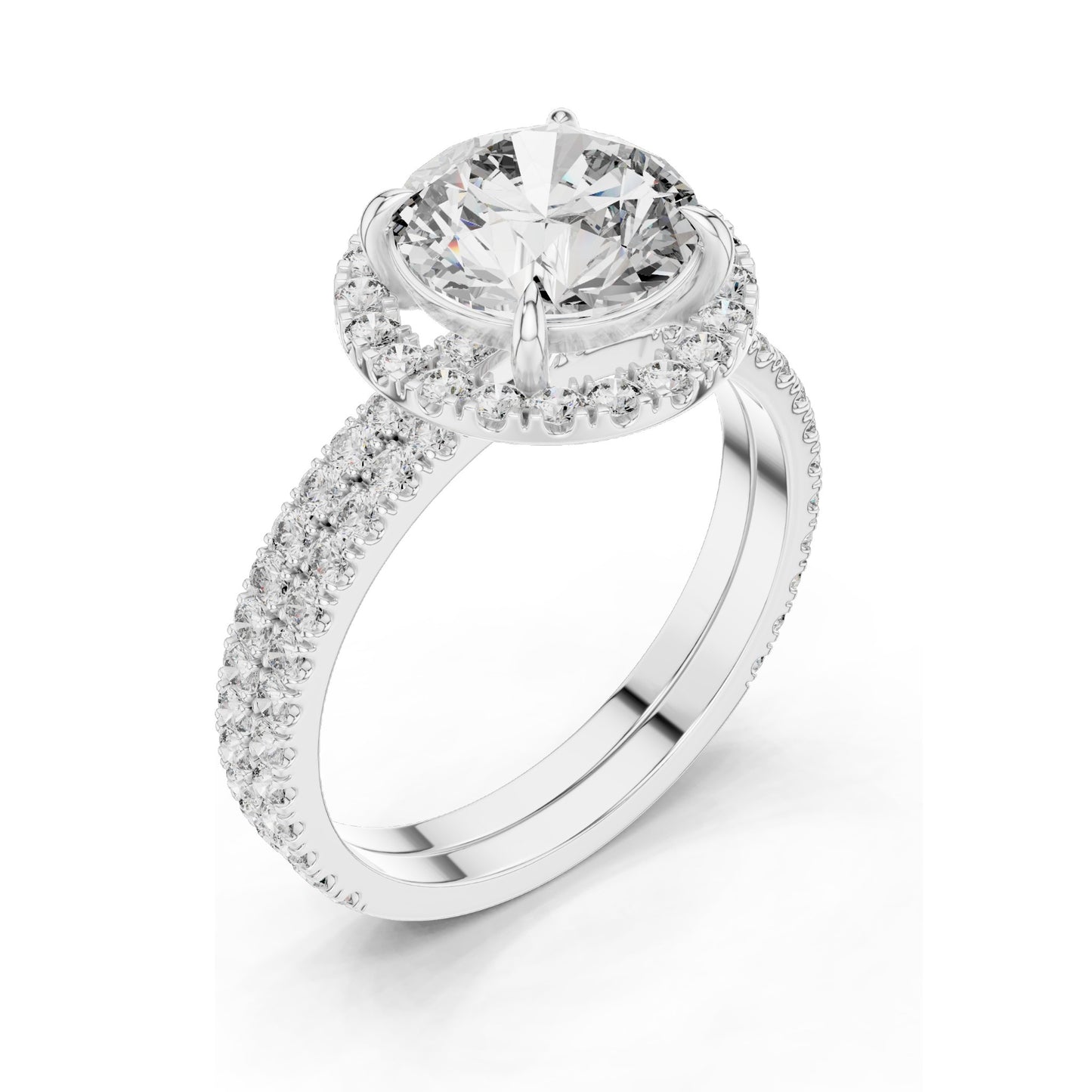 2.83 CT Round Brilliant Lab Diamond Halo Ring for Women | VVS-VS EF CVD Stones | 18KT, 14KT, 10KT Gold & 925 Silver | Rose, Yellow, White Gold | Moissanite Options