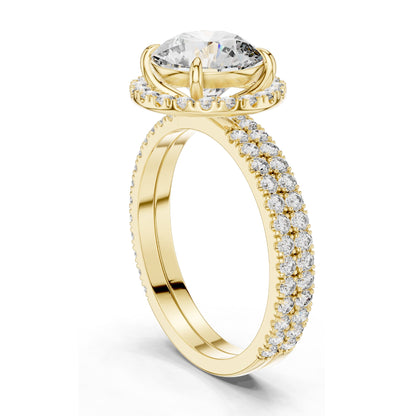 2.83 CT Round Brilliant Lab Diamond Halo Ring for Women | VVS-VS EF CVD Stones | 18KT, 14KT, 10KT Gold & 925 Silver | Rose, Yellow, White Gold | Moissanite Options