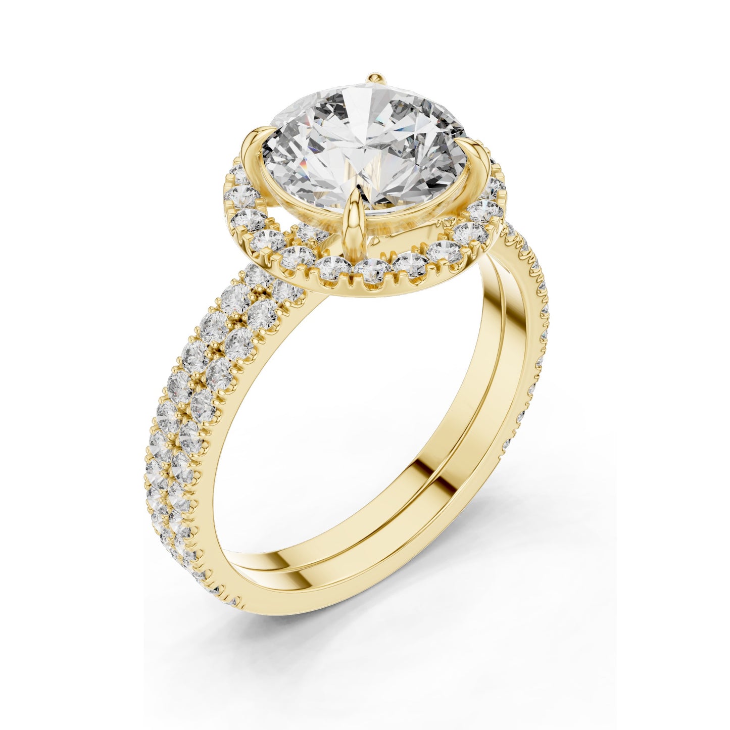 2.83 CT Round Brilliant Lab Diamond Halo Ring for Women | VVS-VS EF CVD Stones | 18KT, 14KT, 10KT Gold & 925 Silver | Rose, Yellow, White Gold | Moissanite Options