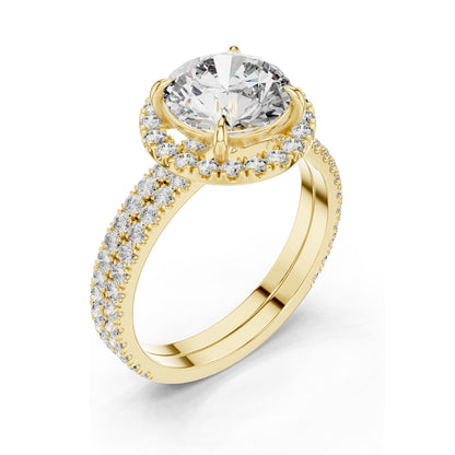 2.83 CT Round Brilliant Lab Diamond Halo Ring for Women | VVS-VS EF CVD Stones | 18KT, 14KT, 10KT Gold & 925 Silver | Rose, Yellow, White Gold | Moissanite Options