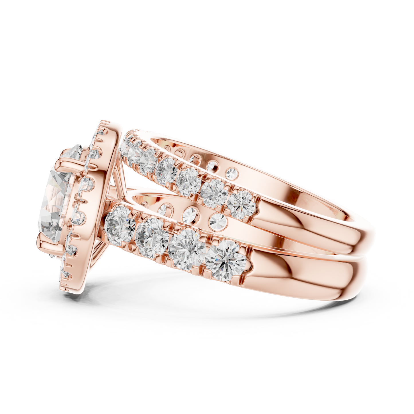 4.825 CT Lab-Grown Halo Engagement Ring for Women | Round Brilliant Cut VVS-VS EF Clarity CVD Diamonds | 18KT, 14KT, 10KT Gold & 925 Silver | Rose, Yellow, White Gold & Moissanite Options