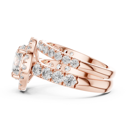 4.825 CT Lab-Grown Halo Engagement Ring for Women | Round Brilliant Cut VVS-VS EF Clarity CVD Diamonds | 18KT, 14KT, 10KT Gold & 925 Silver | Rose, Yellow, White Gold & Moissanite Options