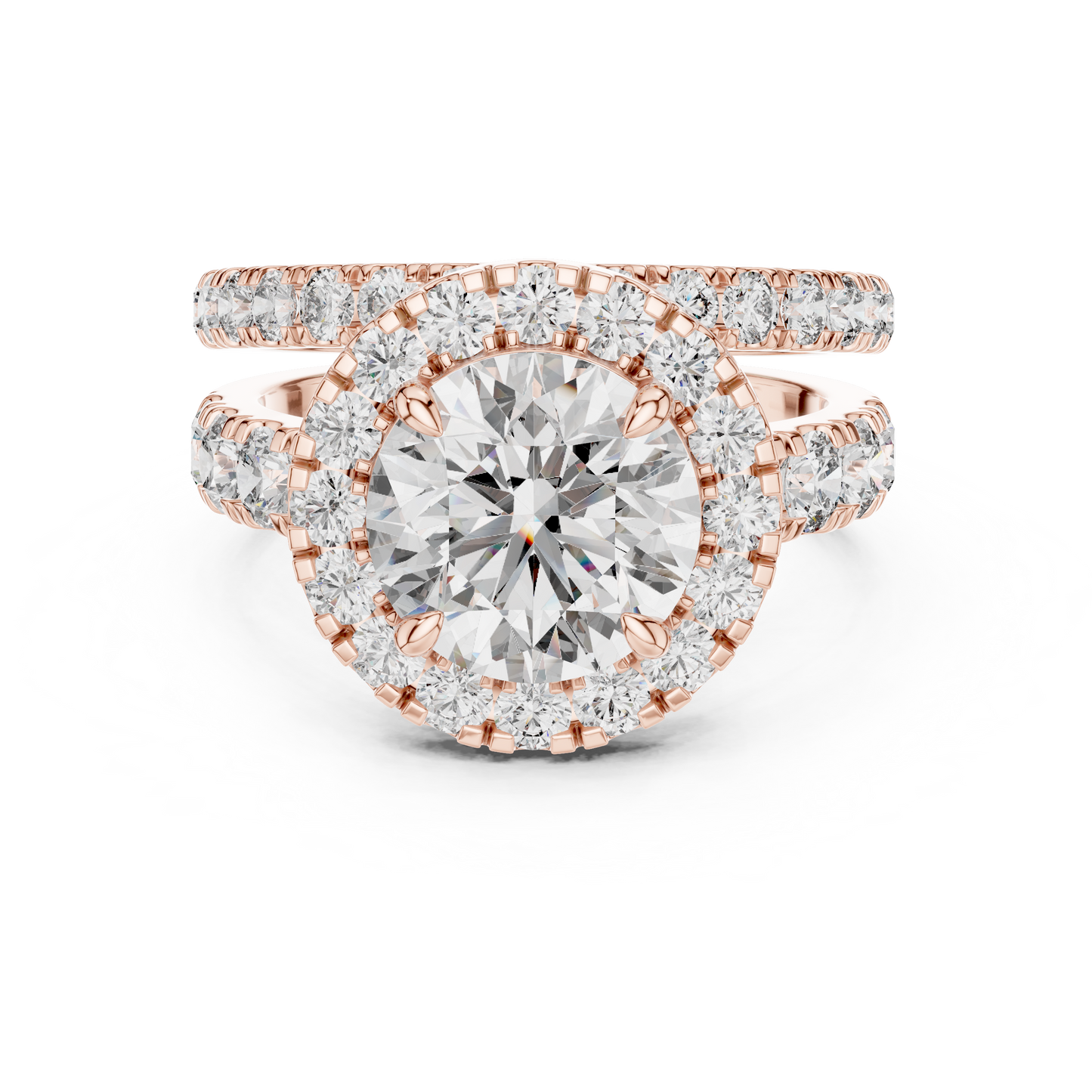 4.825 CT Lab-Grown Halo Engagement Ring for Women | Round Brilliant Cut VVS-VS EF Clarity CVD Diamonds | 18KT, 14KT, 10KT Gold & 925 Silver | Rose, Yellow, White Gold & Moissanite Options
