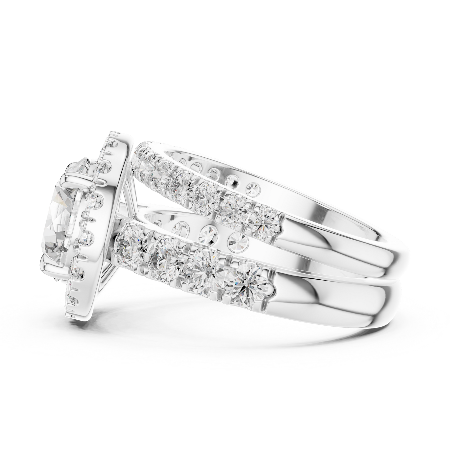 4.825 CT Lab-Grown Halo Engagement Ring for Women | Round Brilliant Cut VVS-VS EF Clarity CVD Diamonds | 18KT, 14KT, 10KT Gold & 925 Silver | Rose, Yellow, White Gold & Moissanite Options