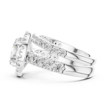 4.825 CT Lab-Grown Halo Engagement Ring for Women | Round Brilliant Cut VVS-VS EF Clarity CVD Diamonds | 18KT, 14KT, 10KT Gold & 925 Silver | Rose, Yellow, White Gold & Moissanite Options