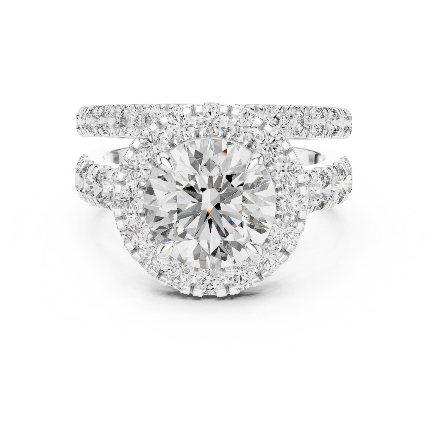 4.825 CT Lab-Grown Halo Engagement Ring for Women | Round Brilliant Cut VVS-VS EF Clarity CVD Diamonds | 18KT, 14KT, 10KT Gold & 925 Silver | Rose, Yellow, White Gold & Moissanite Options