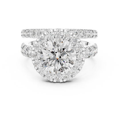 4.825 CT Lab-Grown Halo Engagement Ring for Women | Round Brilliant Cut VVS-VS EF Clarity CVD Diamonds | 18KT, 14KT, 10KT Gold & 925 Silver | Rose, Yellow, White Gold & Moissanite Options
