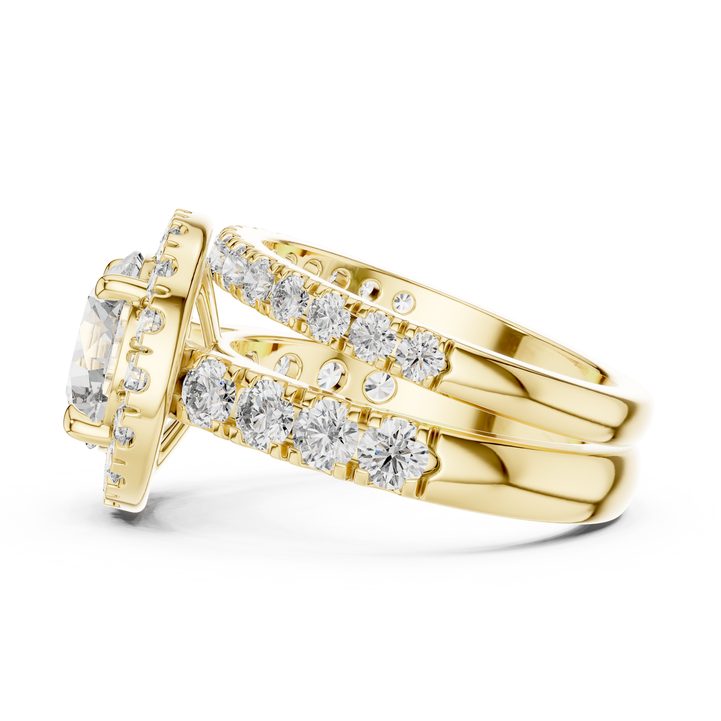 4.825 CT Lab-Grown Halo Engagement Ring for Women | Round Brilliant Cut VVS-VS EF Clarity CVD Diamonds | 18KT, 14KT, 10KT Gold & 925 Silver | Rose, Yellow, White Gold & Moissanite Options