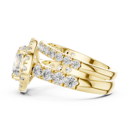 4.825 CT Lab-Grown Halo Engagement Ring for Women | Round Brilliant Cut VVS-VS EF Clarity CVD Diamonds | 18KT, 14KT, 10KT Gold & 925 Silver | Rose, Yellow, White Gold & Moissanite Options