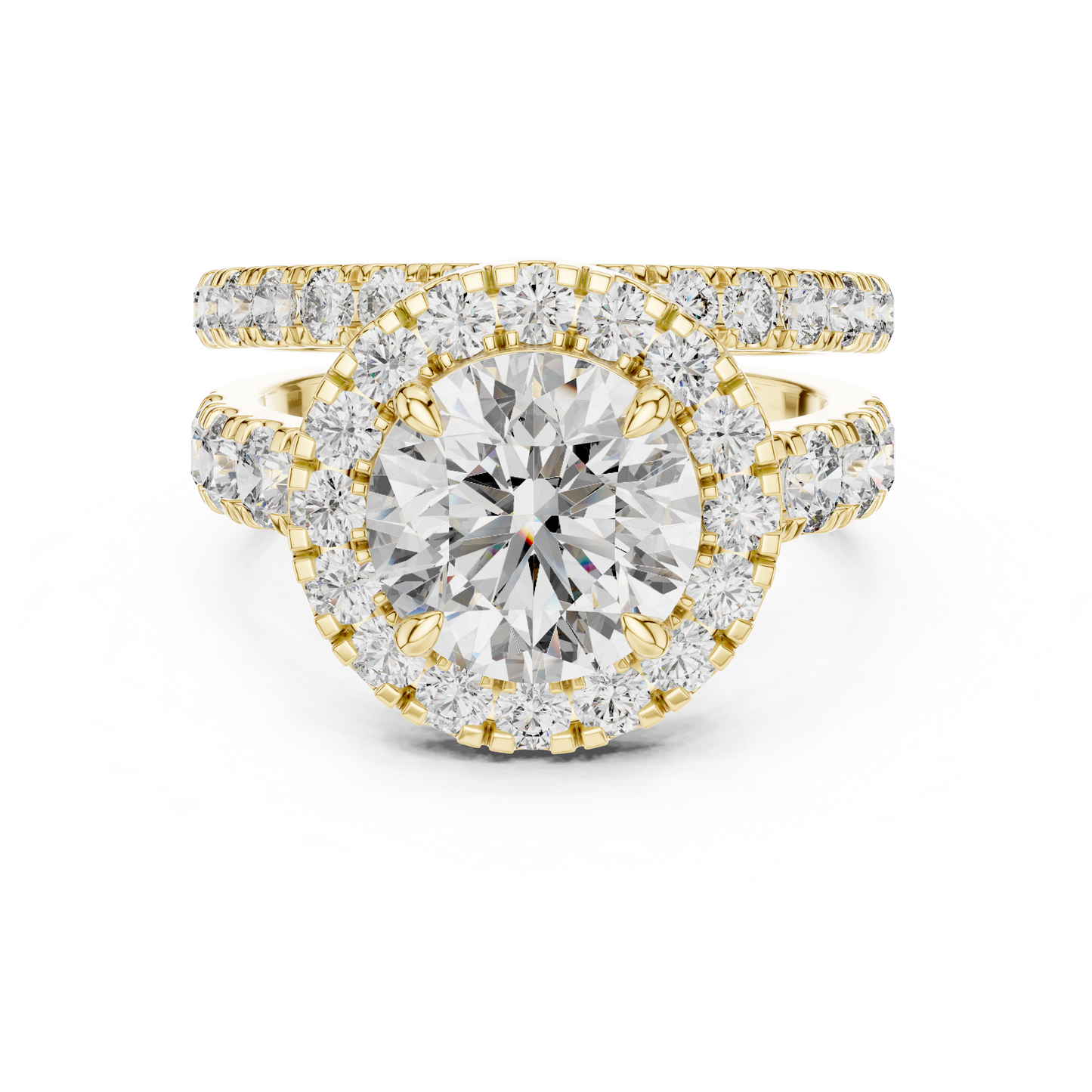 4.825 CT Lab-Grown Halo Engagement Ring for Women | Round Brilliant Cut VVS-VS EF Clarity CVD Diamonds | 18KT, 14KT, 10KT Gold & 925 Silver | Rose, Yellow, White Gold & Moissanite Options