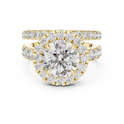 4.825 CT Lab-Grown Halo Engagement Ring for Women | Round Brilliant Cut VVS-VS EF Clarity CVD Diamonds | 18KT, 14KT, 10KT Gold & 925 Silver | Rose, Yellow, White Gold & Moissanite Options