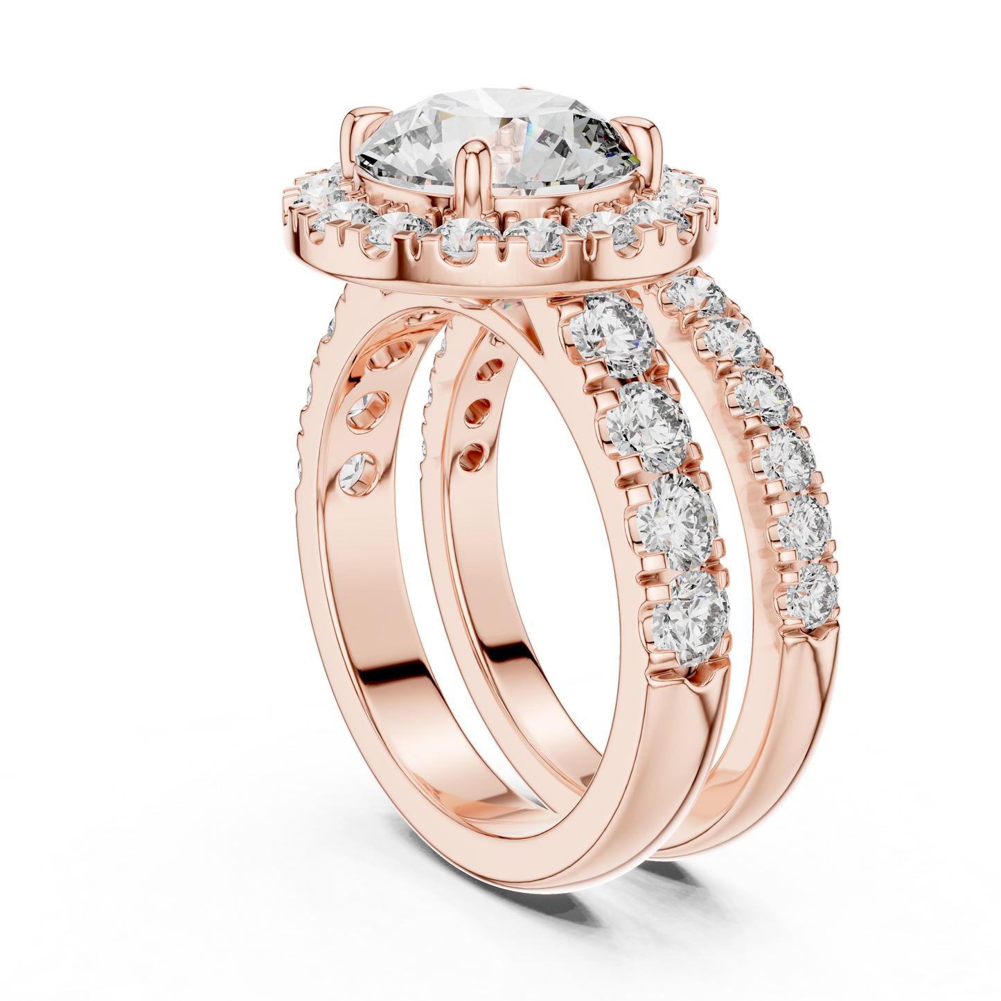 4.825 CT Lab-Grown Halo Engagement Ring for Women | Round Brilliant Cut VVS-VS EF Clarity CVD Diamonds | 18KT, 14KT, 10KT Gold & 925 Silver | Rose, Yellow, White Gold & Moissanite Options