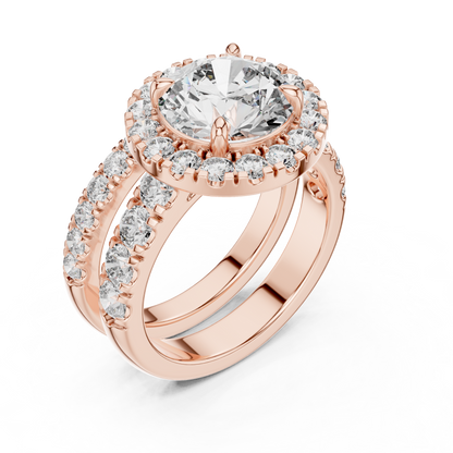 4.825 CT Lab-Grown Halo Engagement Ring for Women | Round Brilliant Cut VVS-VS EF Clarity CVD Diamonds | 18KT, 14KT, 10KT Gold & 925 Silver | Rose, Yellow, White Gold & Moissanite Options