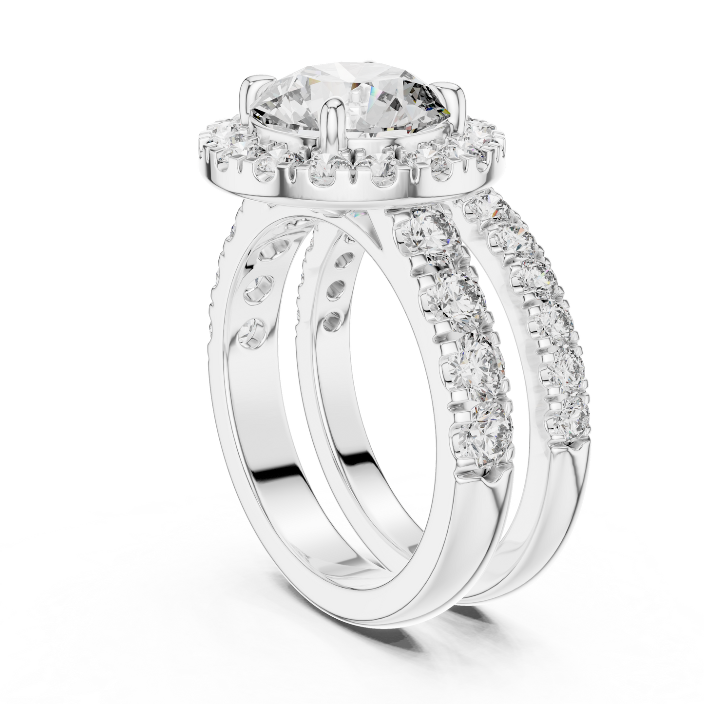 4.825 CT Lab-Grown Halo Engagement Ring for Women | Round Brilliant Cut VVS-VS EF Clarity CVD Diamonds | 18KT, 14KT, 10KT Gold & 925 Silver | Rose, Yellow, White Gold & Moissanite Options