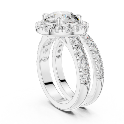 4.825 CT Lab-Grown Halo Engagement Ring for Women | Round Brilliant Cut VVS-VS EF Clarity CVD Diamonds | 18KT, 14KT, 10KT Gold & 925 Silver | Rose, Yellow, White Gold & Moissanite Options