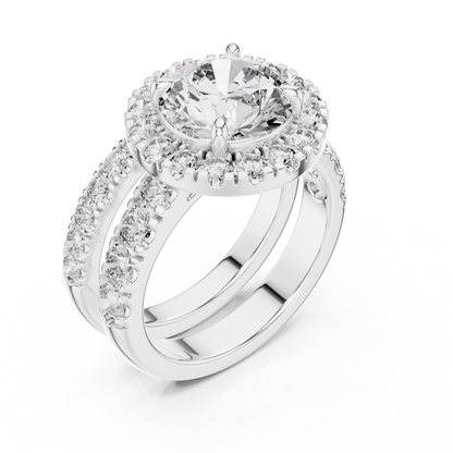 4.825 CT Lab-Grown Halo Engagement Ring for Women | Round Brilliant Cut VVS-VS EF Clarity CVD Diamonds | 18KT, 14KT, 10KT Gold & 925 Silver | Rose, Yellow, White Gold & Moissanite Options