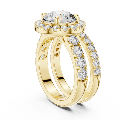 4.825 CT Lab-Grown Halo Engagement Ring for Women | Round Brilliant Cut VVS-VS EF Clarity CVD Diamonds | 18KT, 14KT, 10KT Gold & 925 Silver | Rose, Yellow, White Gold & Moissanite Options