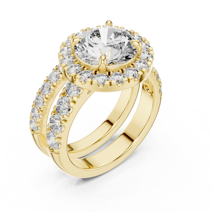 4.825 CT Lab-Grown Halo Engagement Ring for Women | Round Brilliant Cut VVS-VS EF Clarity CVD Diamonds | 18KT, 14KT, 10KT Gold & 925 Silver | Rose, Yellow, White Gold & Moissanite Options