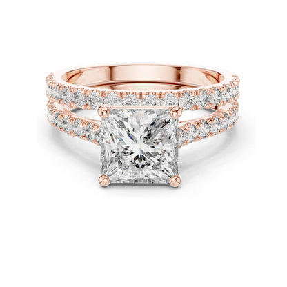 2.46 CT Princess Cut Lab Diamond Bridal Set | VVS-VS EF Clarity | 18KT, 14KT, 10KT Gold & 925 Silver | Rose, Yellow, White Gold & Moissanite Options