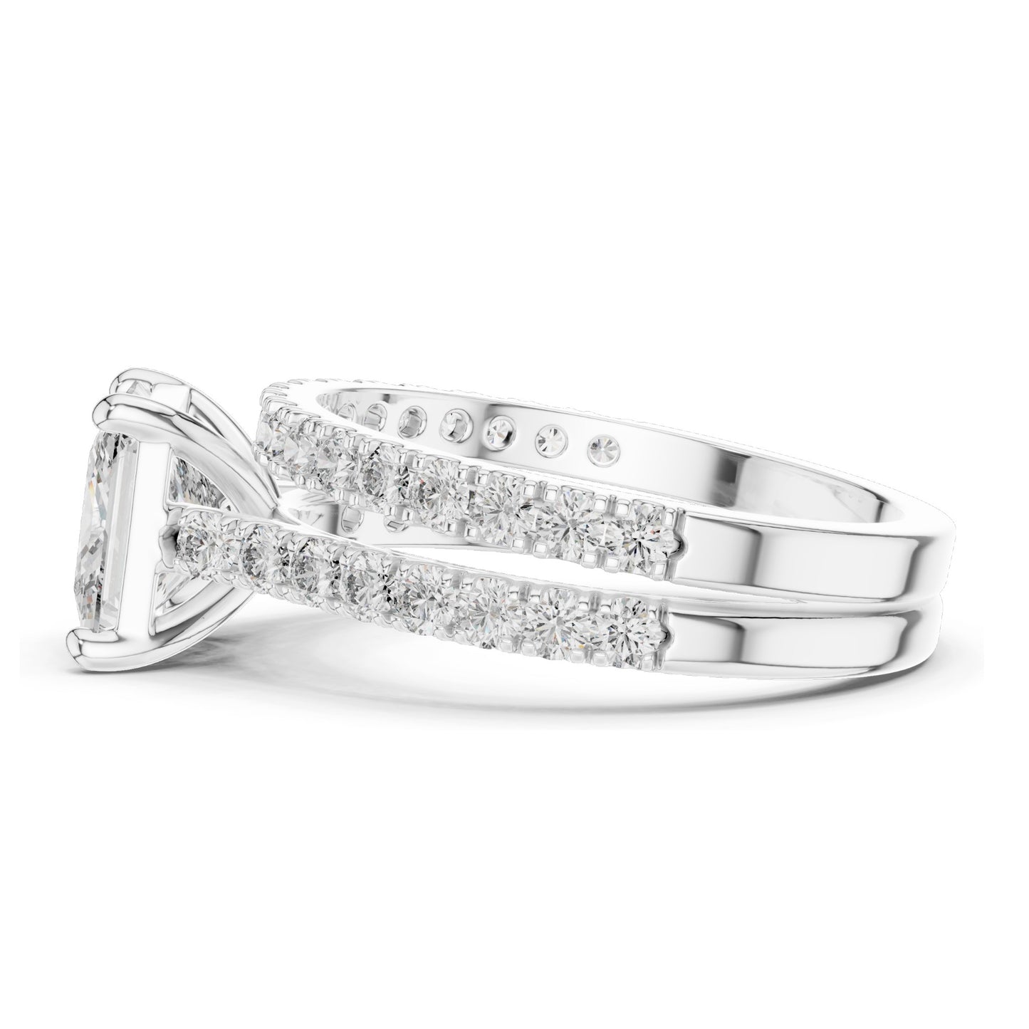 2.46 CT Princess Cut Lab Diamond Bridal Set | VVS-VS EF Clarity | 18KT, 14KT, 10KT Gold & 925 Silver | Rose, Yellow, White Gold & Moissanite Options