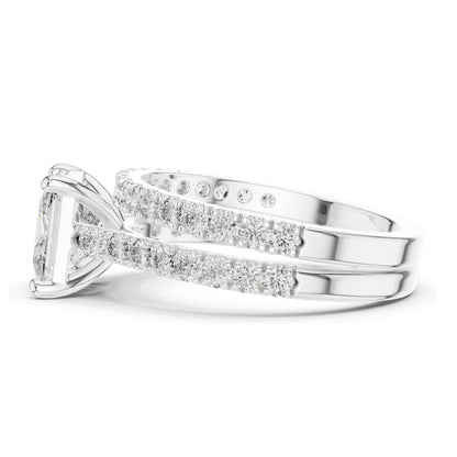 2.46 CT Princess Cut Lab Diamond Bridal Set | VVS-VS EF Clarity | 18KT, 14KT, 10KT Gold & 925 Silver | Rose, Yellow, White Gold & Moissanite Options