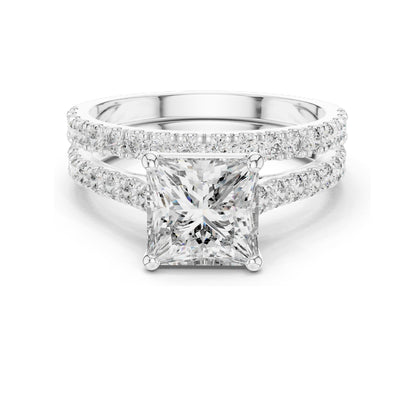 2.46 CT Princess Cut Lab Diamond Bridal Set | VVS-VS EF Clarity | 18KT, 14KT, 10KT Gold & 925 Silver | Rose, Yellow, White Gold & Moissanite Options
