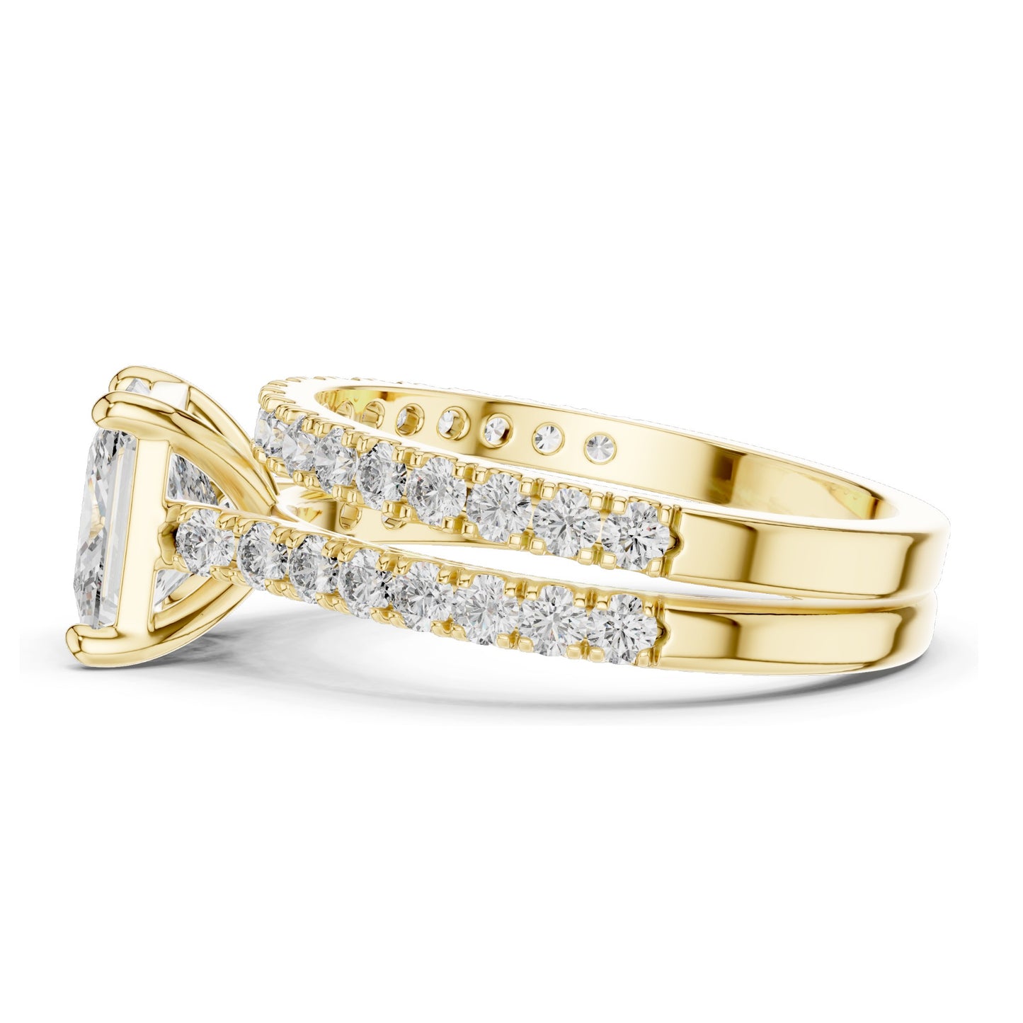 2.46 CT Princess Cut Lab Diamond Bridal Set | VVS-VS EF Clarity | 18KT, 14KT, 10KT Gold & 925 Silver | Rose, Yellow, White Gold & Moissanite Options