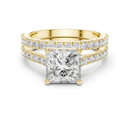 2.46 CT Princess Cut Lab Diamond Bridal Set | VVS-VS EF Clarity | 18KT, 14KT, 10KT Gold & 925 Silver | Rose, Yellow, White Gold & Moissanite Options