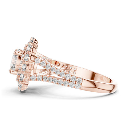 2.41 CT Halo Lab Diamond Ring for Women | VVS-VS EF Clarity | 18KT, 14KT, 10KT Gold & 925 Silver | Rose, Yellow, White Gold & Moissanite Options
