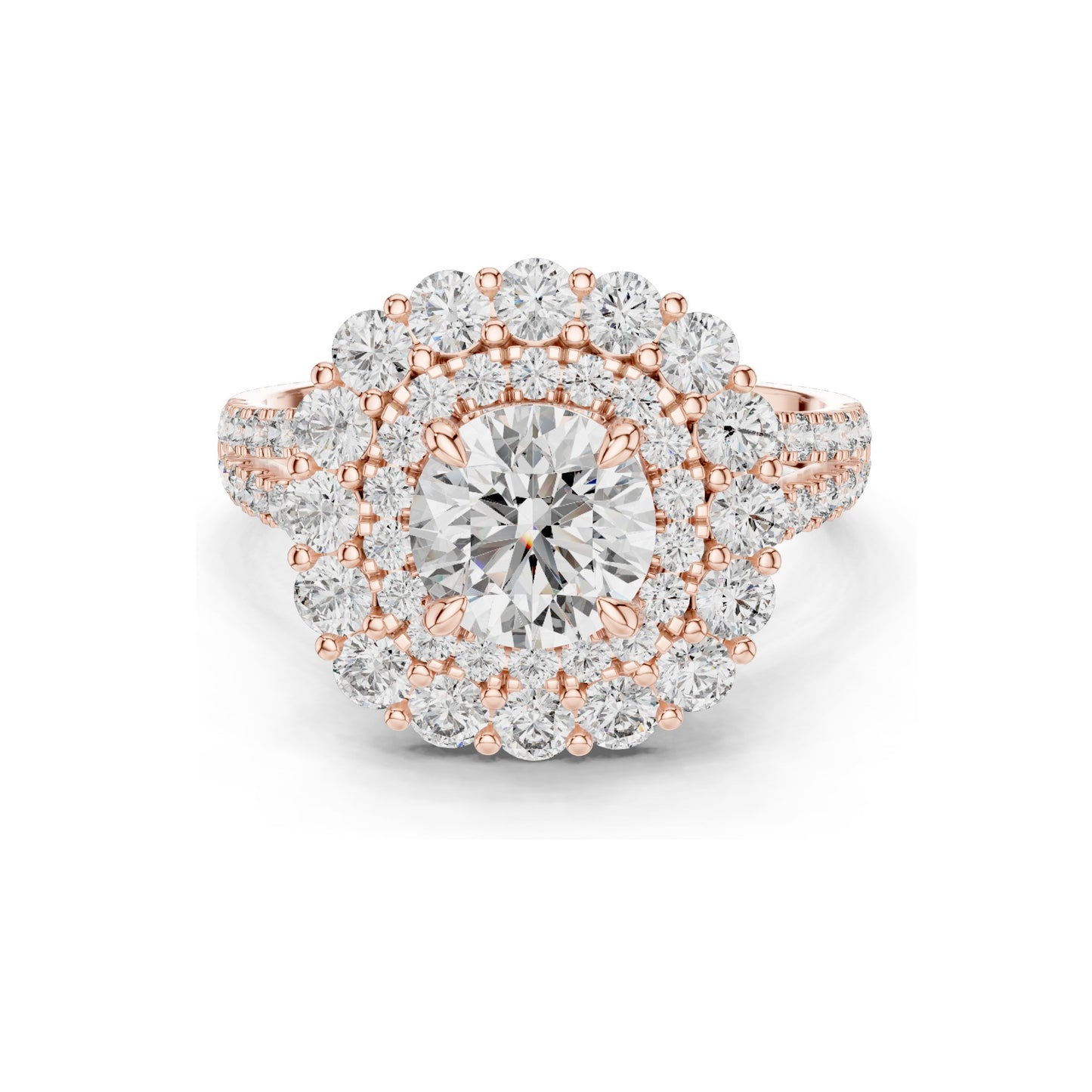 2.41 CT Halo Lab Diamond Ring for Women | VVS-VS EF Clarity | 18KT, 14KT, 10KT Gold & 925 Silver | Rose, Yellow, White Gold & Moissanite Options