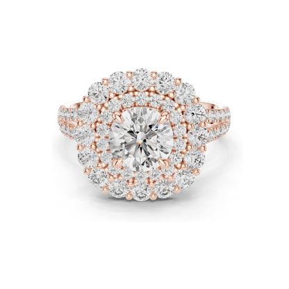 2.41 CT Halo Lab Diamond Ring for Women | VVS-VS EF Clarity | 18KT, 14KT, 10KT Gold & 925 Silver | Rose, Yellow, White Gold & Moissanite Options