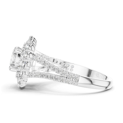 2.41 CT Halo Lab Diamond Ring for Women | VVS-VS EF Clarity | 18KT, 14KT, 10KT Gold & 925 Silver | Rose, Yellow, White Gold & Moissanite Options