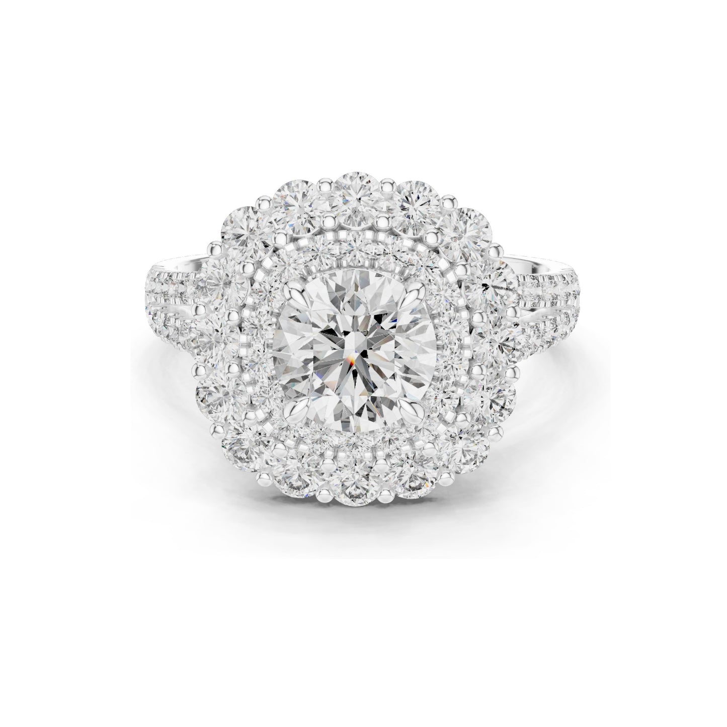 2.41 CT Halo Lab Diamond Ring for Women | VVS-VS EF Clarity | 18KT, 14KT, 10KT Gold & 925 Silver | Rose, Yellow, White Gold & Moissanite Options