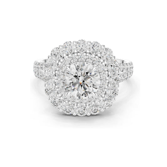 2.41 CT Halo Lab Diamond Ring for Women | VVS-VS EF Clarity | 18KT, 14KT, 10KT Gold & 925 Silver | Rose, Yellow, White Gold & Moissanite Options