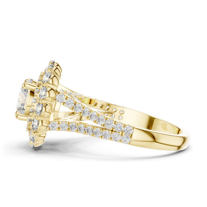 2.41 CT Halo Lab Diamond Ring for Women | VVS-VS EF Clarity | 18KT, 14KT, 10KT Gold & 925 Silver | Rose, Yellow, White Gold & Moissanite Options