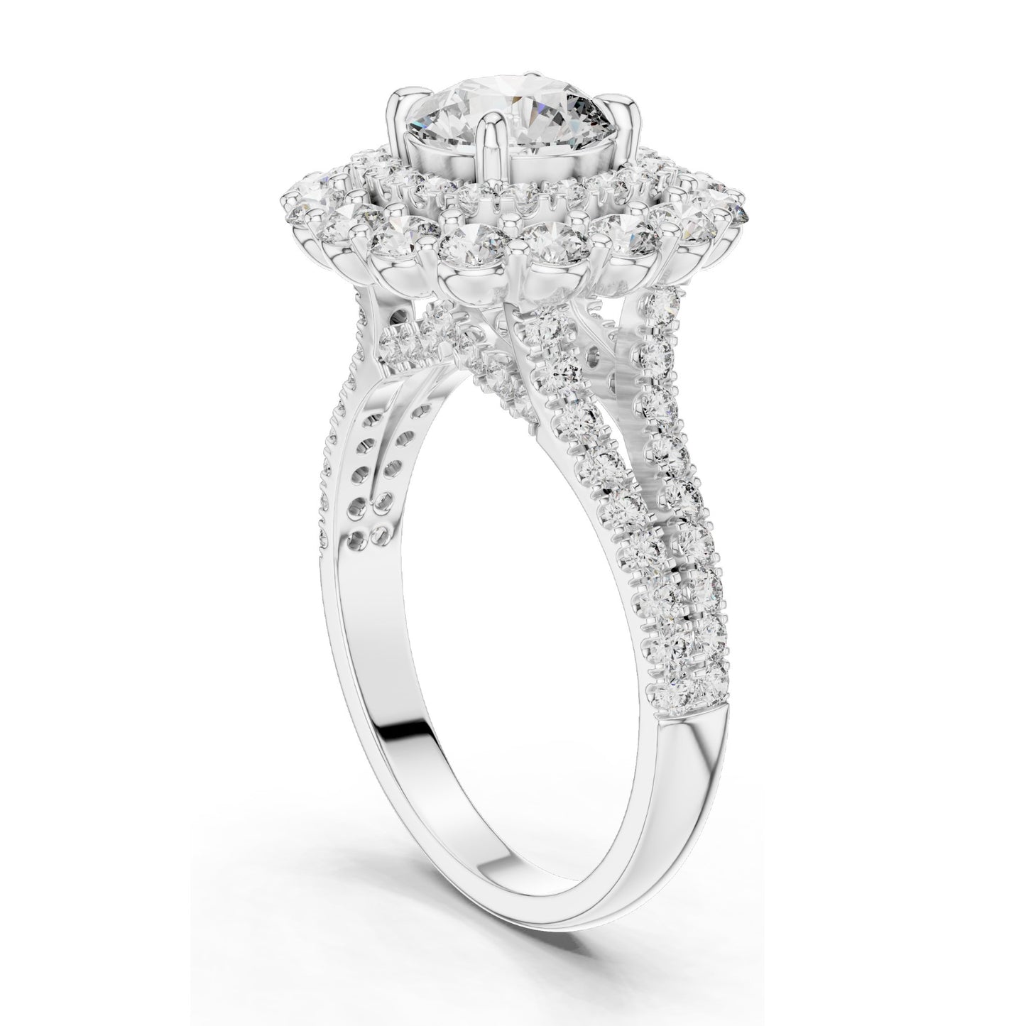 2.41 CT Halo Lab Diamond Ring for Women | VVS-VS EF Clarity | 18KT, 14KT, 10KT Gold & 925 Silver | Rose, Yellow, White Gold & Moissanite Options
