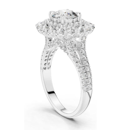 2.41 CT Halo Lab Diamond Ring for Women | VVS-VS EF Clarity | 18KT, 14KT, 10KT Gold & 925 Silver | Rose, Yellow, White Gold & Moissanite Options
