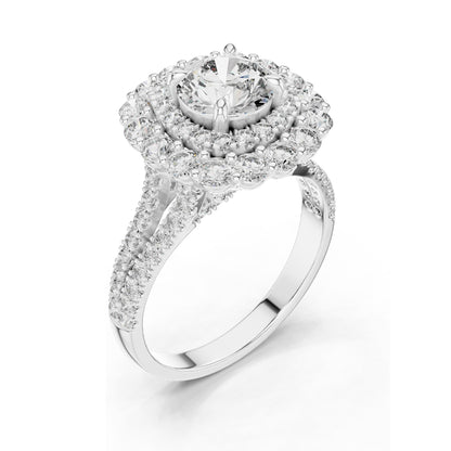 2.41 CT Halo Lab Diamond Ring for Women | VVS-VS EF Clarity | 18KT, 14KT, 10KT Gold & 925 Silver | Rose, Yellow, White Gold & Moissanite Options