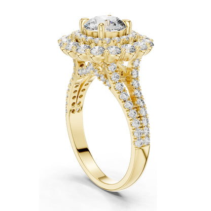 2.41 CT Halo Lab Diamond Ring for Women | VVS-VS EF Clarity | 18KT, 14KT, 10KT Gold & 925 Silver | Rose, Yellow, White Gold & Moissanite Options
