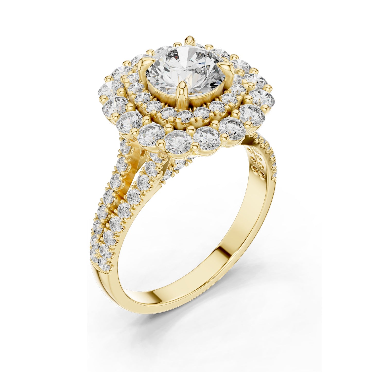 2.41 CT Halo Lab Diamond Ring for Women | VVS-VS EF Clarity | 18KT, 14KT, 10KT Gold & 925 Silver | Rose, Yellow, White Gold & Moissanite Options