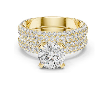 3.57 CT Total Lab-Grown Round Brilliant Diamond Pave Wedding Ring Set | VVS-VS EF Clarity | 18KT, 14KT, 10KT Gold & 925 Silver | Rose, Yellow, White Gold & Moissanite Options