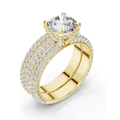 3.57 CT Total Lab-Grown Round Brilliant Diamond Pave Wedding Ring Set | VVS-VS EF Clarity | 18KT, 14KT, 10KT Gold & 925 Silver | Rose, Yellow, White Gold & Moissanite Options
