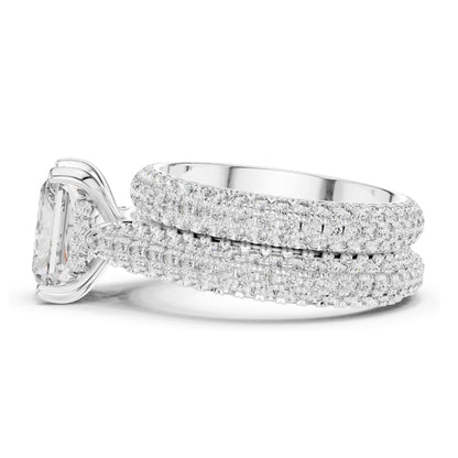 5.20 CT Radiant Cut Lab Diamond Engagement Ring Set for Women | VVS-VS EF Clarity | 18KT, 14KT, 10KT Gold & 925 Silver | Rose, Yellow, White Gold & Moissanite Options