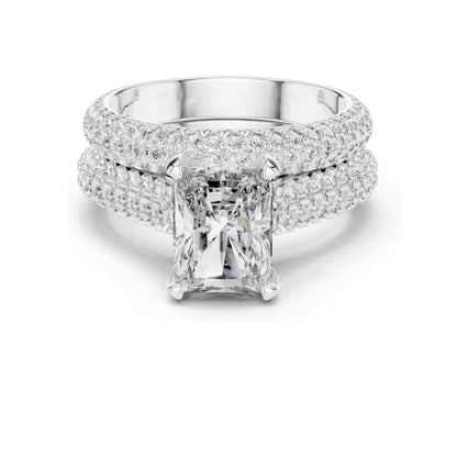 5.20 CT Radiant Cut Lab Diamond Engagement Ring Set for Women | VVS-VS EF Clarity | 18KT, 14KT, 10KT Gold & 925 Silver | Rose, Yellow, White Gold & Moissanite Options