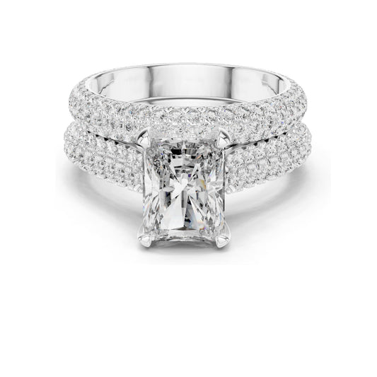 5.20 CT Radiant Cut Lab Diamond Engagement Ring Set for Women | VVS-VS EF Clarity | 18KT, 14KT, 10KT Gold & 925 Silver | Rose, Yellow, White Gold & Moissanite Options