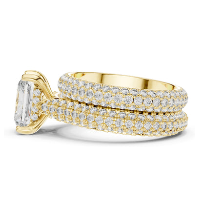 5.20 CT Radiant Cut Lab Diamond Engagement Ring Set for Women | VVS-VS EF Clarity | 18KT, 14KT, 10KT Gold & 925 Silver | Rose, Yellow, White Gold & Moissanite Options