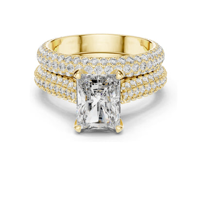 5.20 CT Radiant Cut Lab Diamond Engagement Ring Set for Women | VVS-VS EF Clarity | 18KT, 14KT, 10KT Gold & 925 Silver | Rose, Yellow, White Gold & Moissanite Options